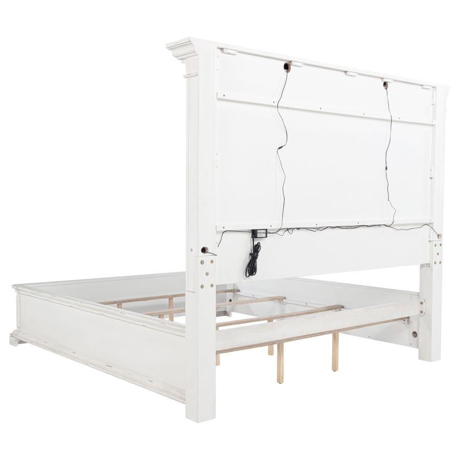 McKinney California King LED Light Panel Bed Vintage White