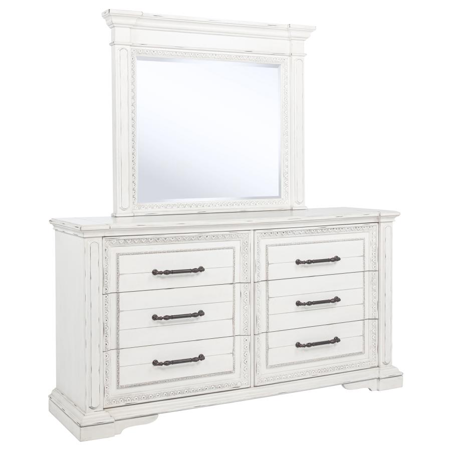 (image for) McKinney 6-drawer Bedroom Dresser with Mirror Vintage White