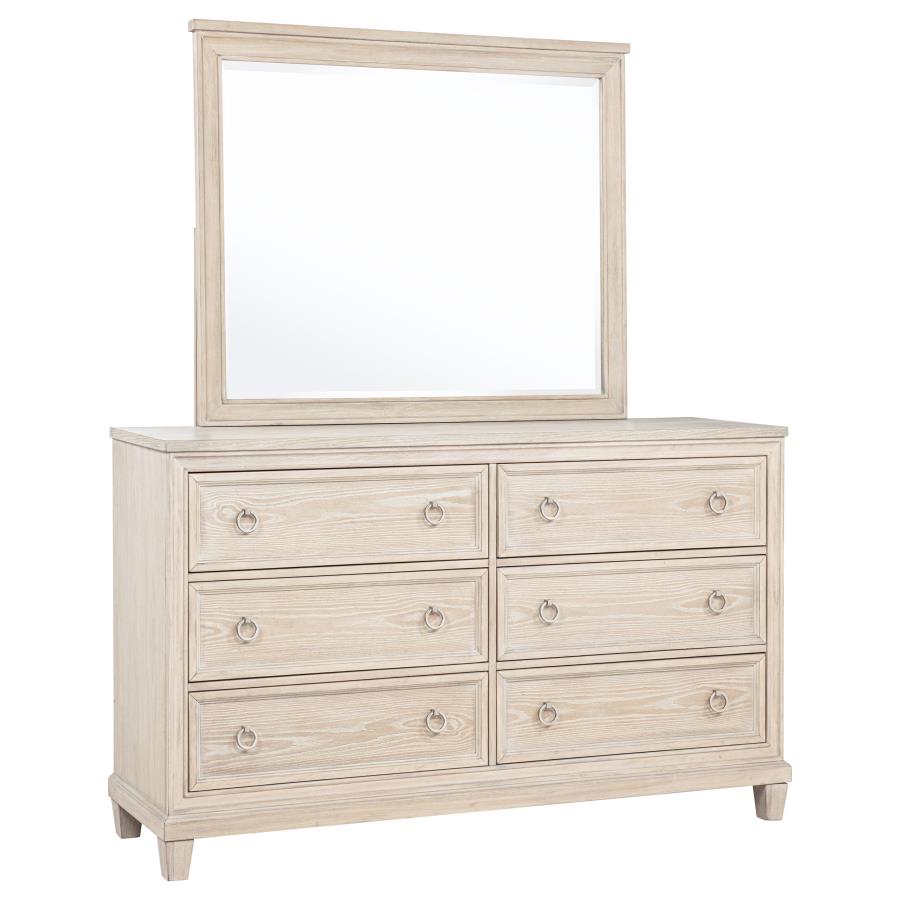 (image for) Pembroke 6-drawer Bedroom Dresser with Mirror Washed Oak