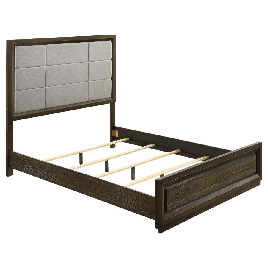 (image for) Atlas 64-inch Queen Upholstered Panel Bed Grey and Dark Oak