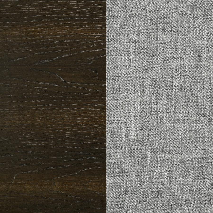 Atlas 64-inch Queen Upholstered Panel Bed Grey and Dark Oak