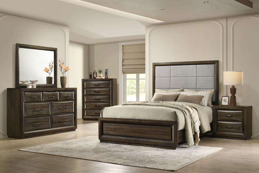 Modal Additional Images for Atlas 64-inch Queen Upholstered Panel Bed Grey and Dark Oak