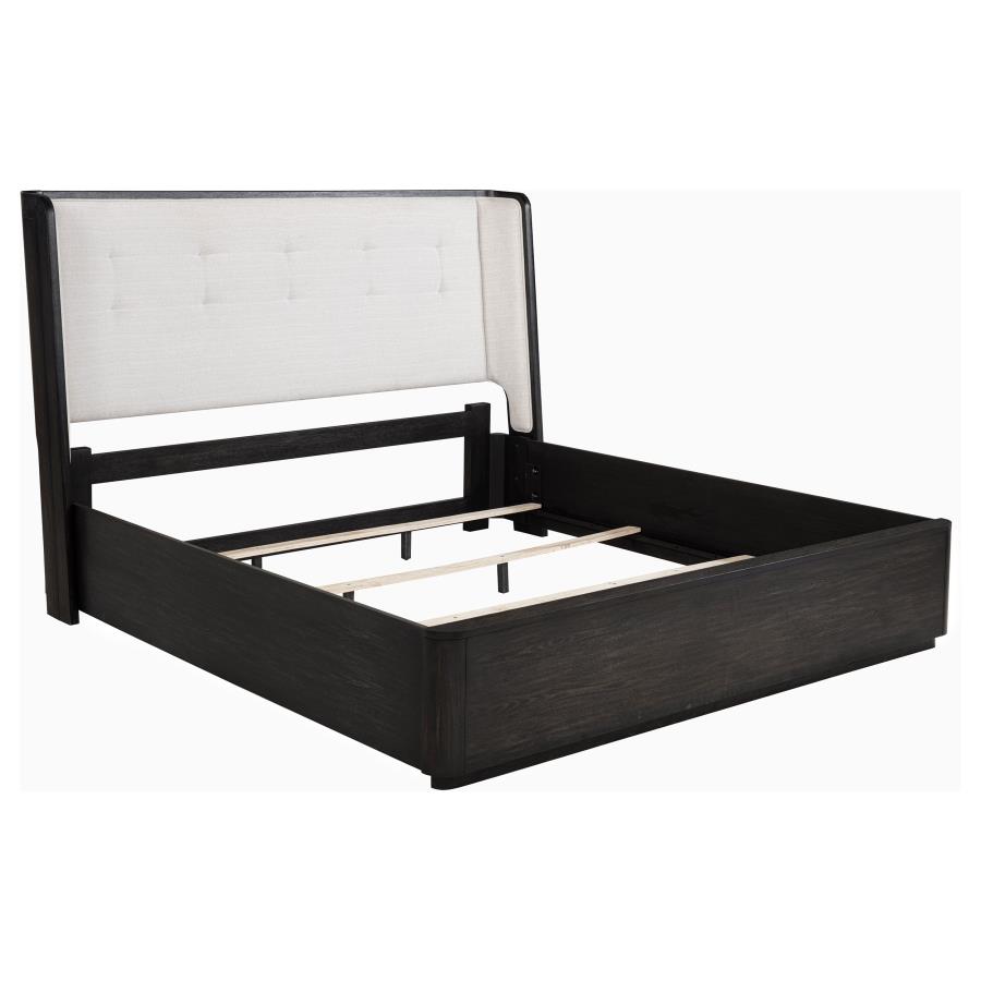 (image for) Leandro 55-inch California King Wingback Bed Burnished Black