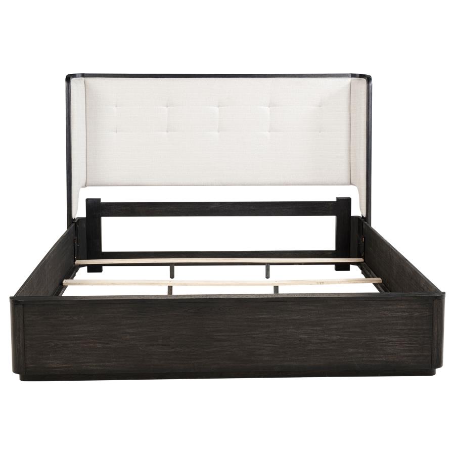 Leandro 55-inch California King Wingback Bed Burnished Black