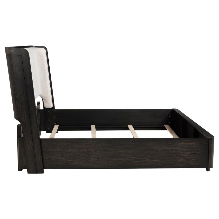 Leandro 55-inch California King Wingback Bed Burnished Black