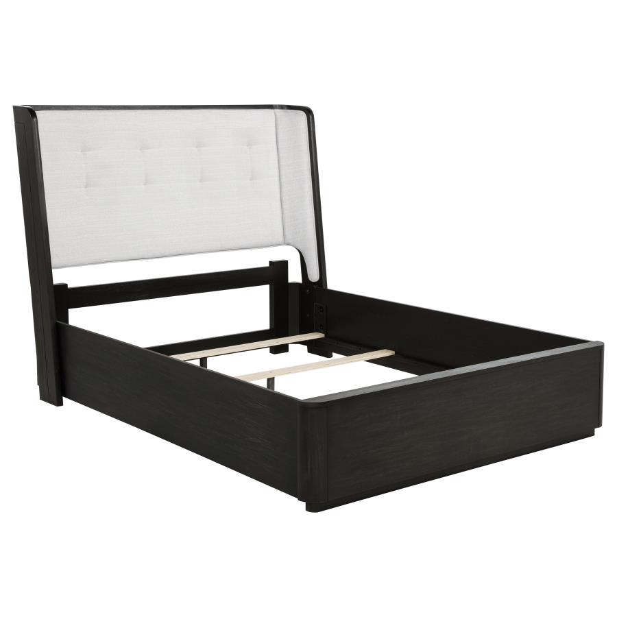 (image for) Leandro 55-inch Queen Wingback Bed Burnished Black