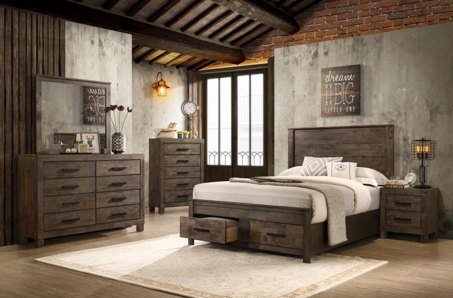 Modal Additional Images for Woodmont Eastern King Storage Bed Rustic Golden Brown