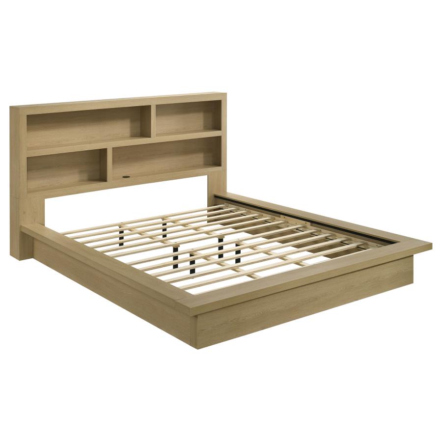 (image for) Hendricks Eastern King Bookcase Headboard Platform Bed Light Oak