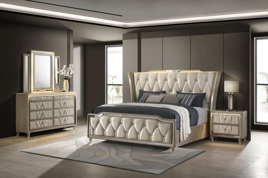 (image for) Lorient 4-piece Eastern King Bedroom Set Ivory and Camel
