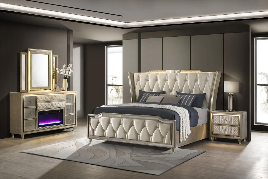 (image for) Lorient 4-piece Eastern King Bedroom Set Ivory and Camel