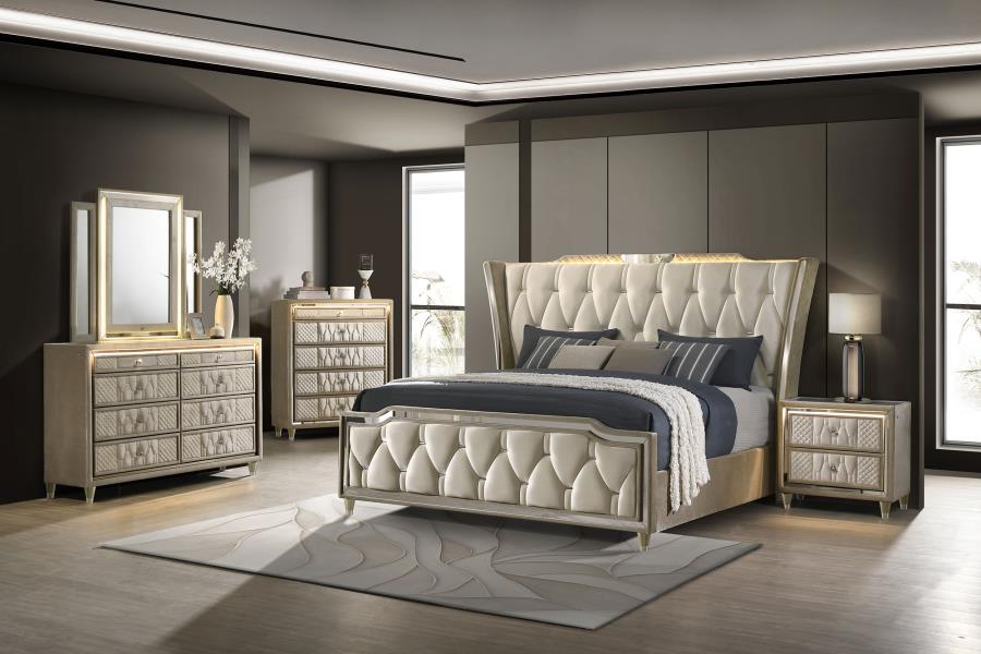 (image for) Lorient 5-piece Eastern King Bedroom Set Ivory and Camel