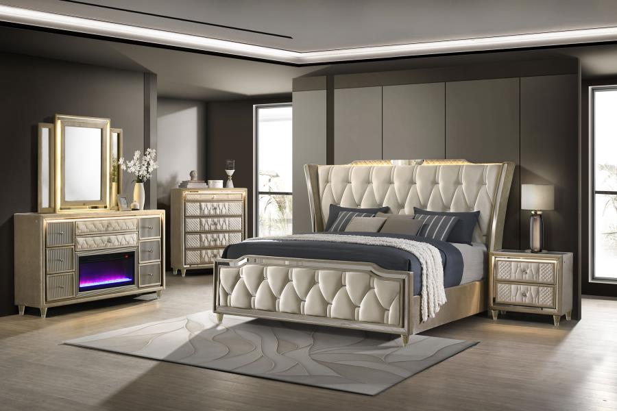(image for) Lorient 5-piece California King Bedroom Set Ivory and Camel