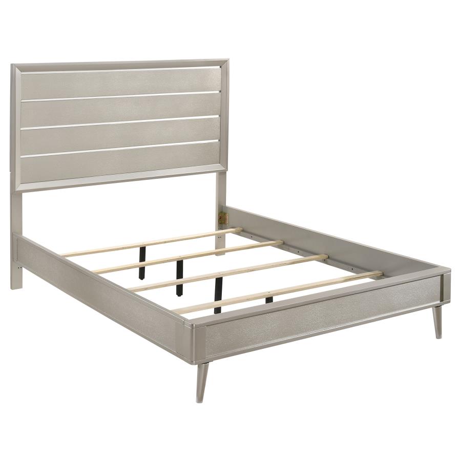 Ramon Wood Eastern King Panel Bed Metallic Sterling (image for) Ramon Wood Eastern King Panel Bed Metallic Sterling