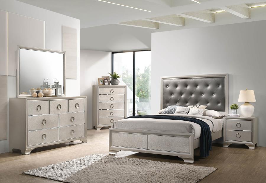 Salford 5-piece Eastern King Bedroom Set Metallic Sterling (image for) Salford 5-piece Eastern King Bedroom Set Metallic Sterling