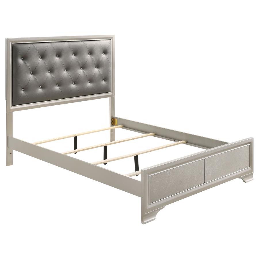 Salford Wood Eastern King Panel Bed Metallic Sterling (image for) Salford Wood Eastern King Panel Bed Metallic Sterling