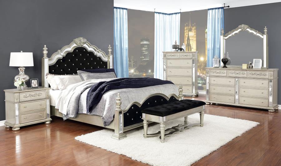 Heidi 5-piece Eastern King Bedroom Set Metallic Platinum (image for) Heidi 5-piece Eastern King Bedroom Set Metallic Platinum