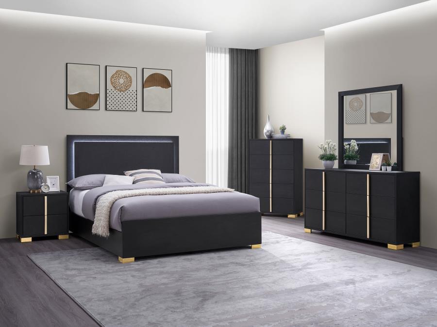 Marceline 5-piece Full Bedroom Set Black (image for) Marceline 5-piece Full Bedroom Set Black