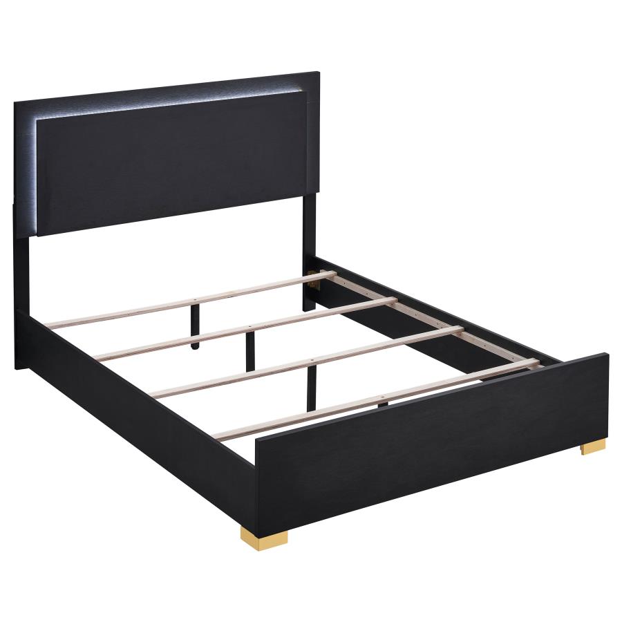 Marceline Wood Eastern King LED Panel Bed Black (image for) Marceline Wood Eastern King LED Panel Bed Black