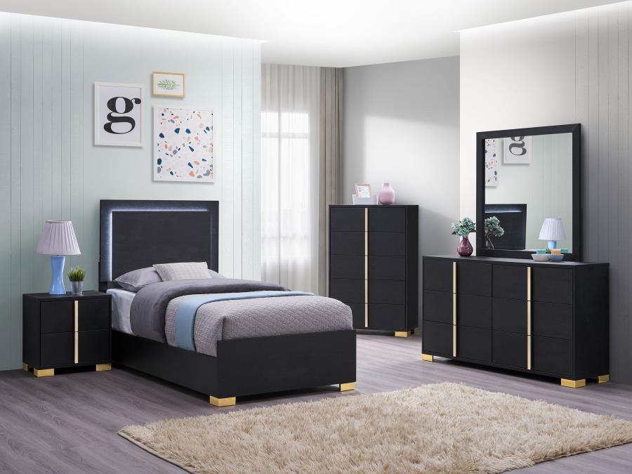 Marceline 5-piece Twin Bedroom Set Black (image for) Marceline 5-piece Twin Bedroom Set Black