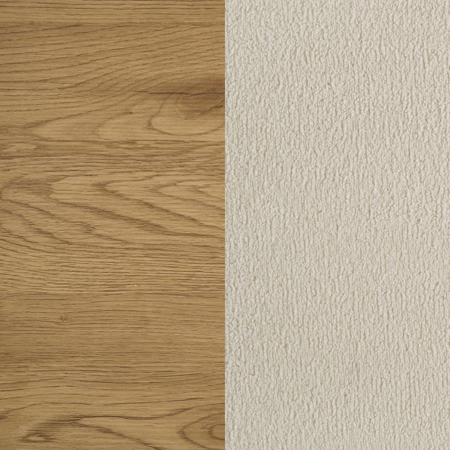 Bennett 63-inch Queen Upholstered Panel Bed Cream and Light Oak