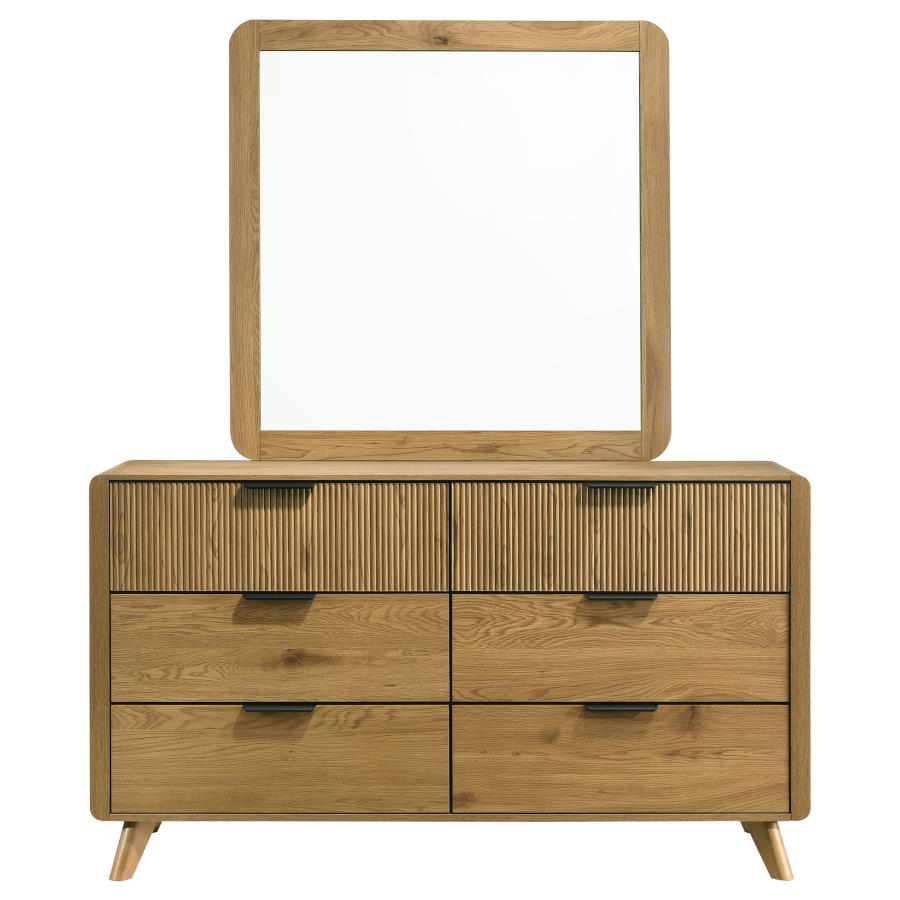 Bennett 6-drawer Bedroom Dresser and Mirror Set Light Oak