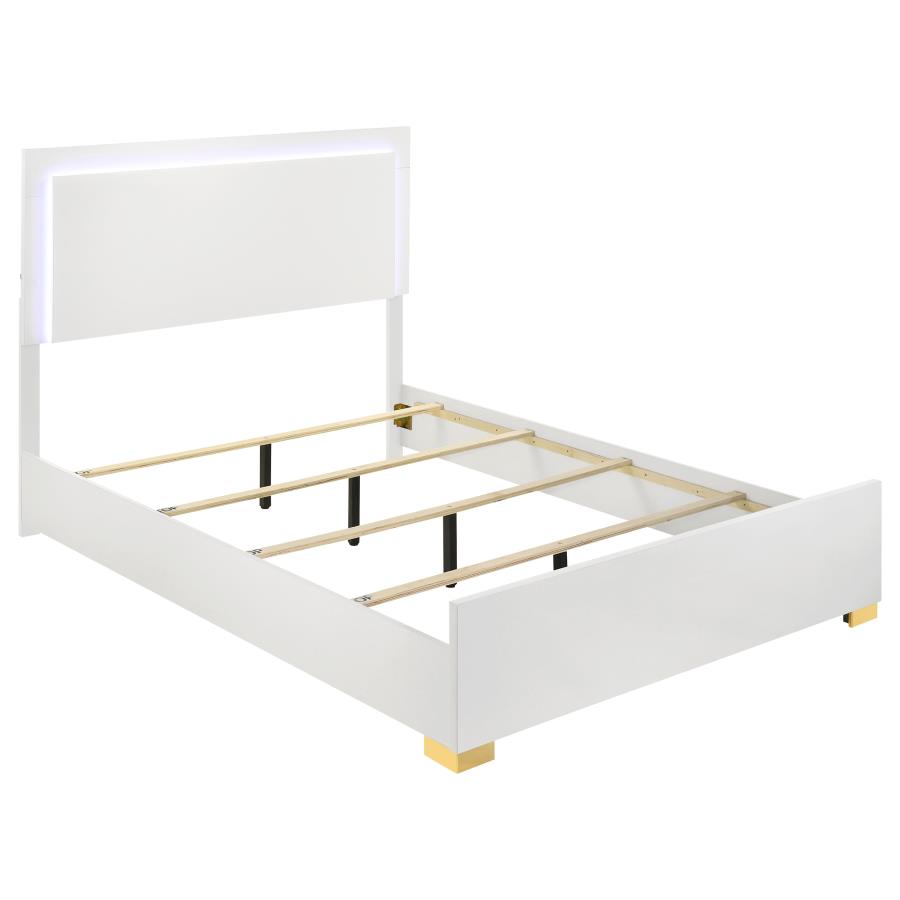Marceline Wood Eastern King LED Panel Bed White (image for) Marceline Wood Eastern King LED Panel Bed White