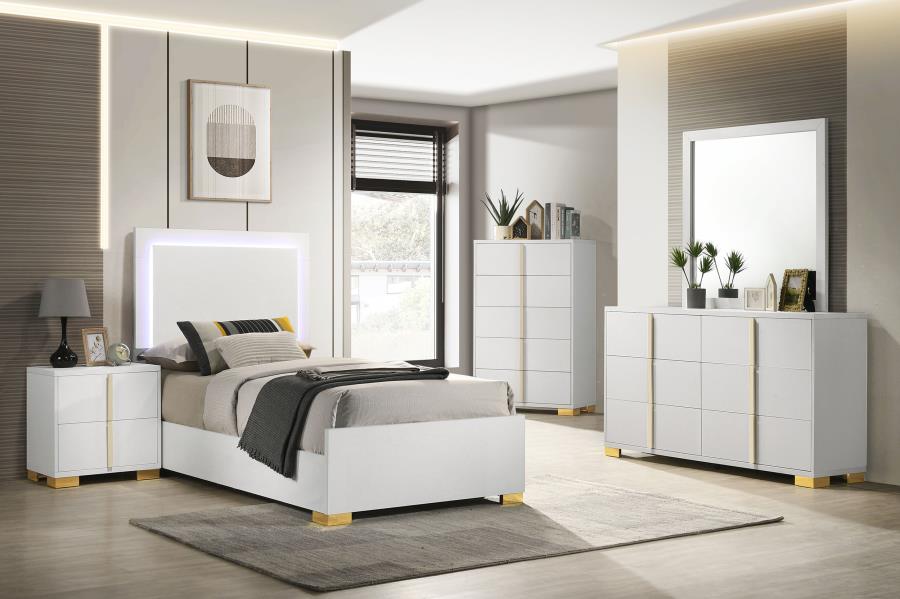 Marceline 5-piece Twin Bedroom Set White (image for) Marceline 5-piece Twin Bedroom Set White