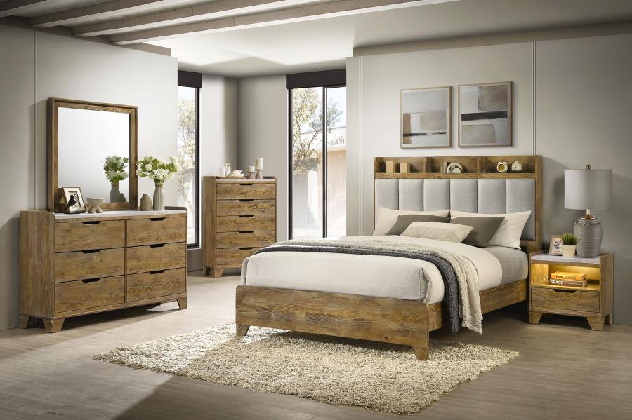 Modal Additional Images for Henderson 57-inch Queen Bookcase Panel Bed Medium Oak