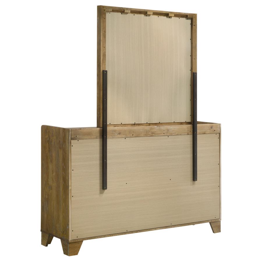 Henderson 6-drawer Bedroom Dresser with Mirror Medium Oak