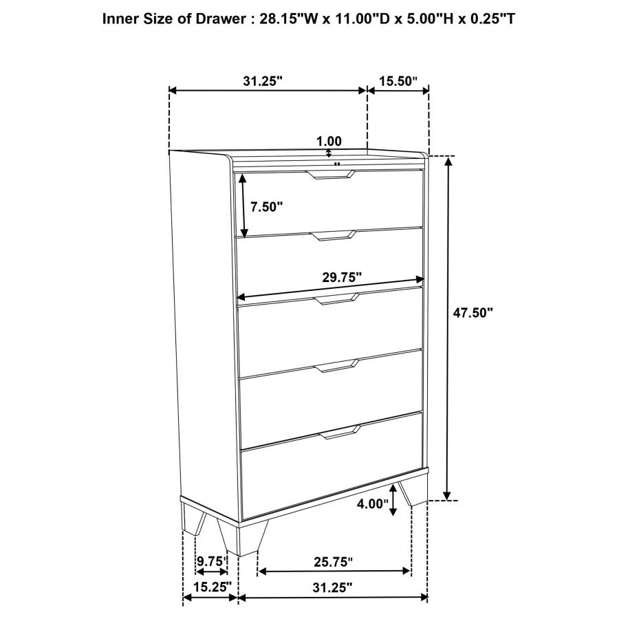 Henderson 5-drawer Bedroom Chest of Drawers Medium Oak