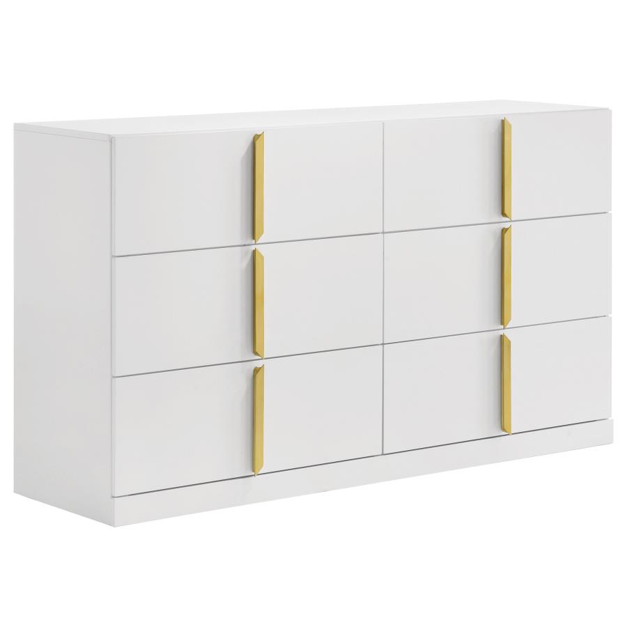 Ines 4-piece Eastern King Bedroom Set Grey and White High Gloss