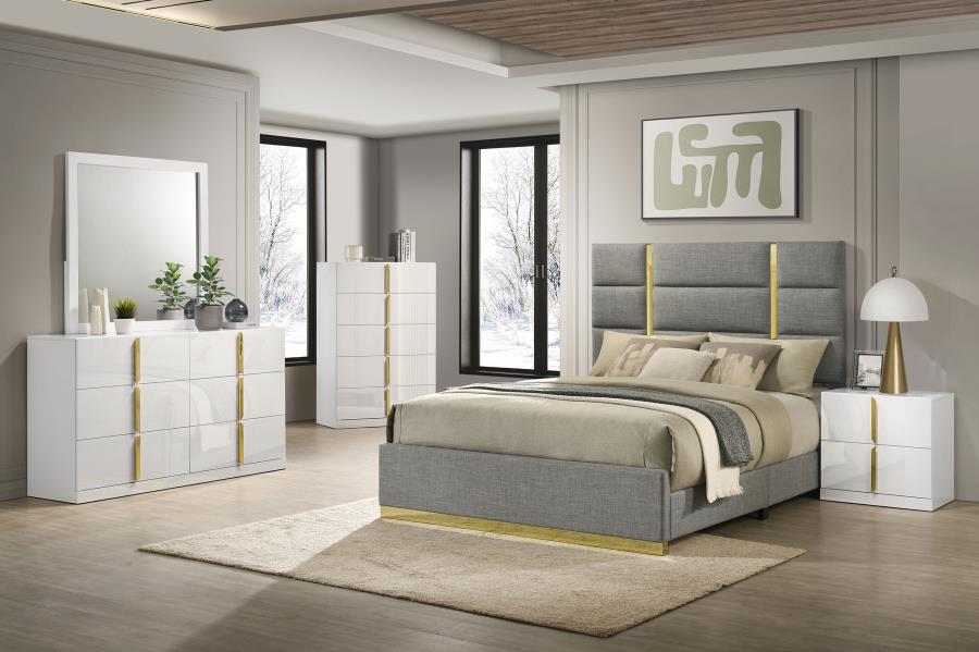 Modal Additional Images for Ines 56-inch Fabric Upholstered Eastern King Panel Bed Grey