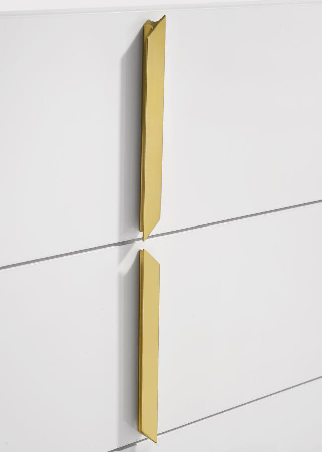 Ines 6-drawer Bedroom Dresser with Mirror White High Gloss