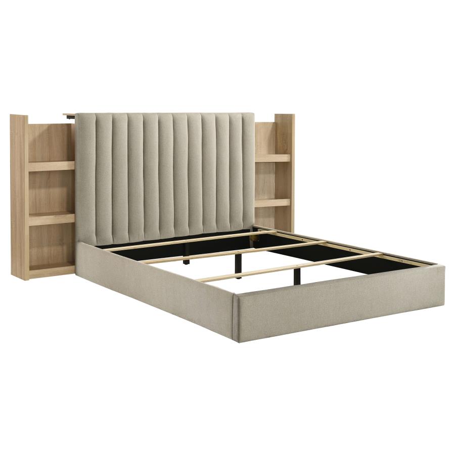 (image for) Arielle Queen Bookcase Panel Storage Bed Light Oak