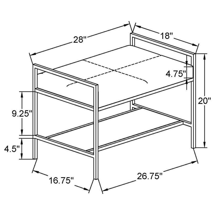 Modal Additional Images for Maria Velvet Upholstered Bench with Shelf Navy Blue and Gold