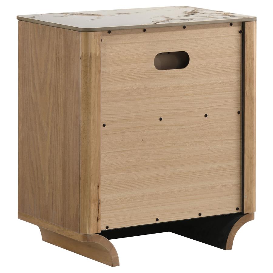Leanne 2-drawer Sinter Stone Top Nightstand Light Oak