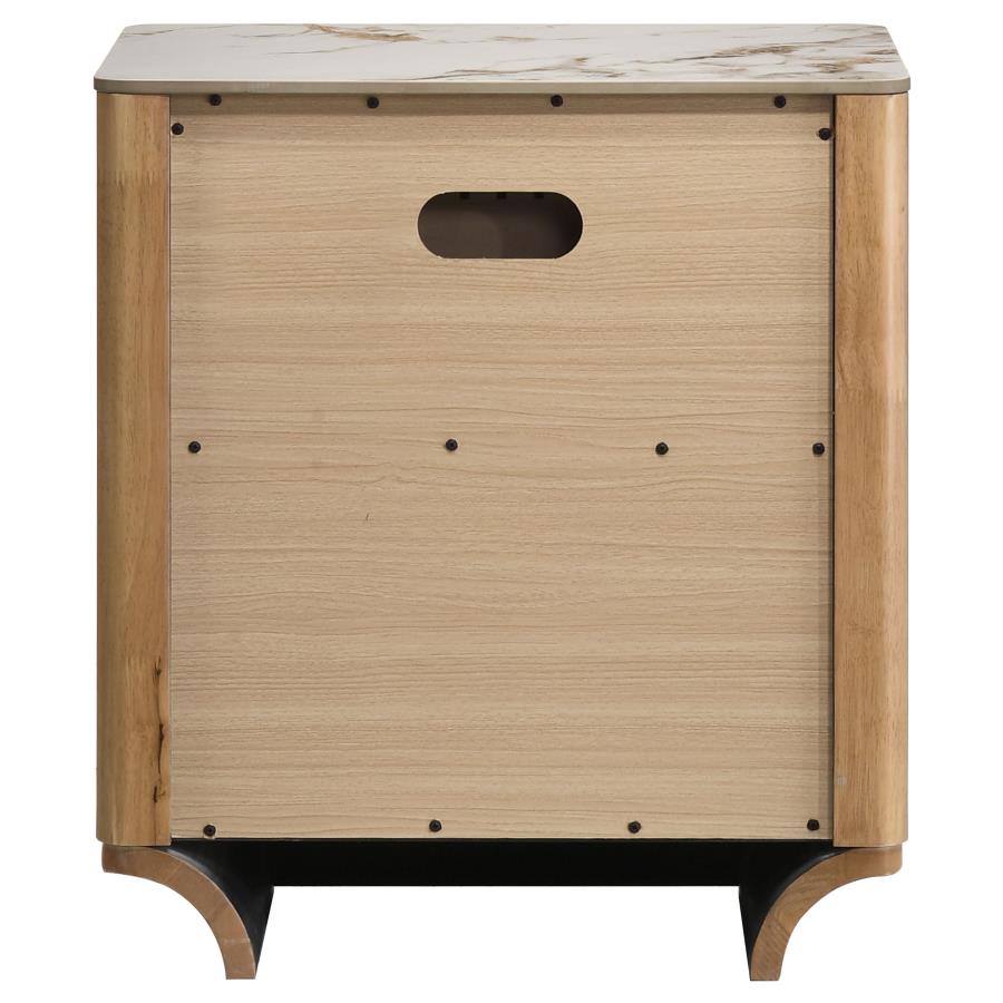 Leanne 2-drawer Sinter Stone Top Nightstand Light Oak