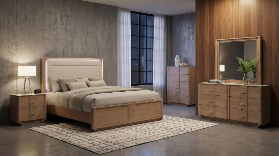 Modal Additional Images for Leanne 6-drawer Sinter Stone Top Dresser and Mirror Light Oak