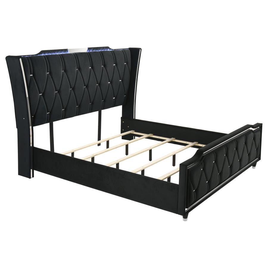 (image for) Lorient California King LED Upholstered Bed Black