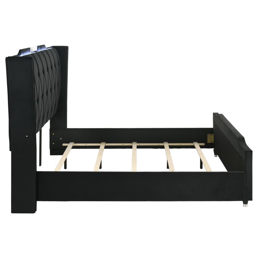 Lorient California King LED Upholstered Bed Black