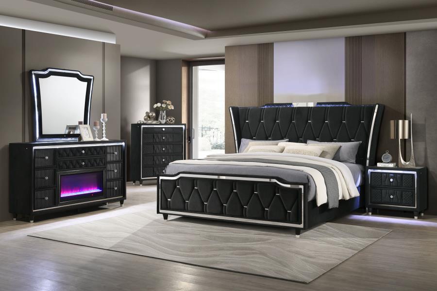 Modal Additional Images for Lorient 2-drawer LED Nightstand with USB Black