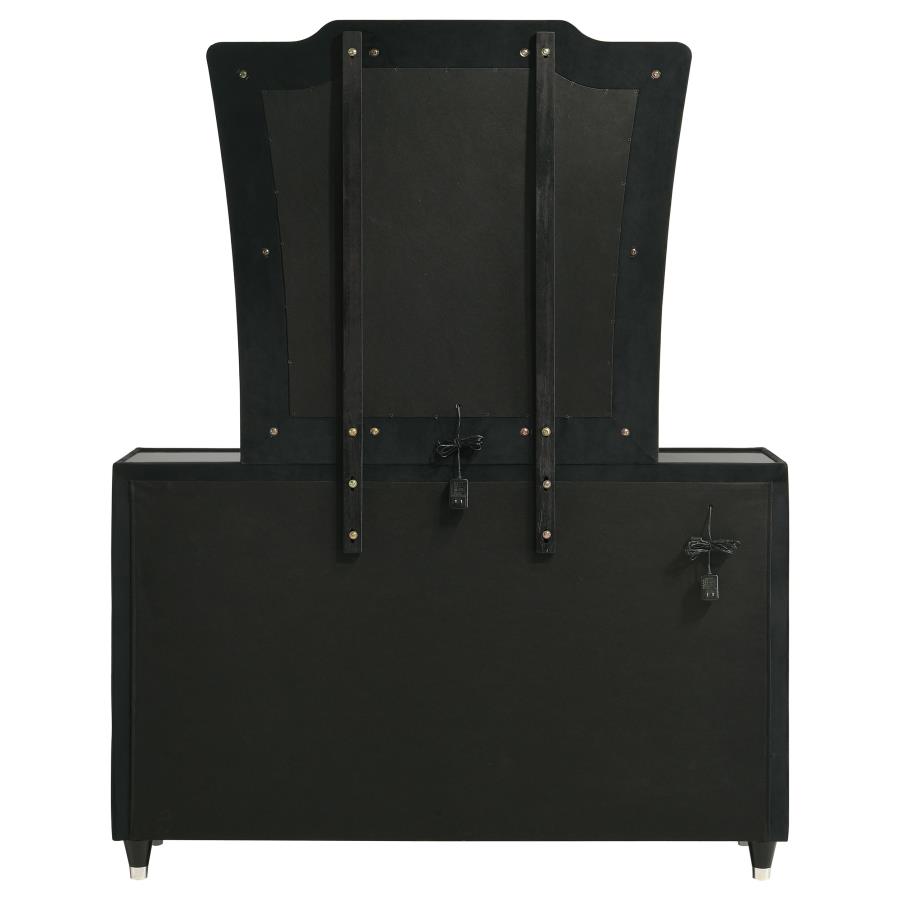 Lorient 8-drawer LED Dresser with Mirror Black