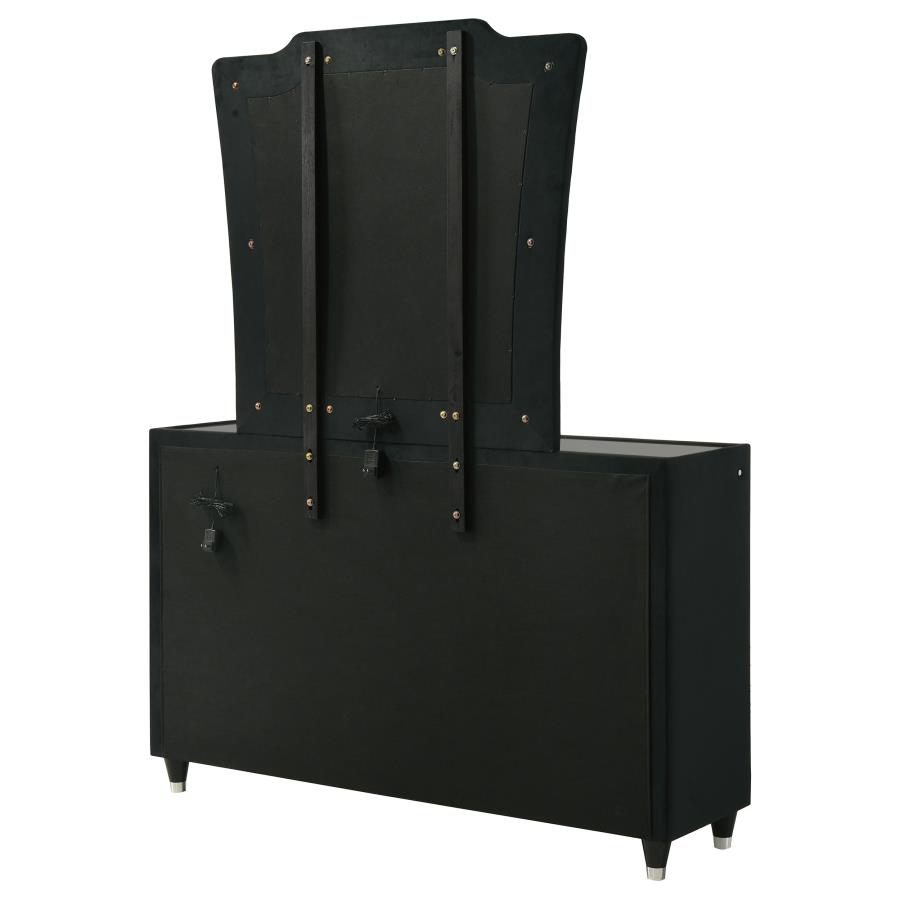 Lorient 8-drawer LED Dresser with Mirror Black