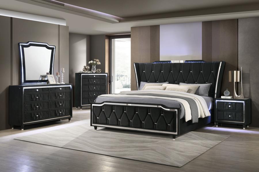 Modal Additional Images for Lorient 8-drawer LED Dresser with Mirror Black