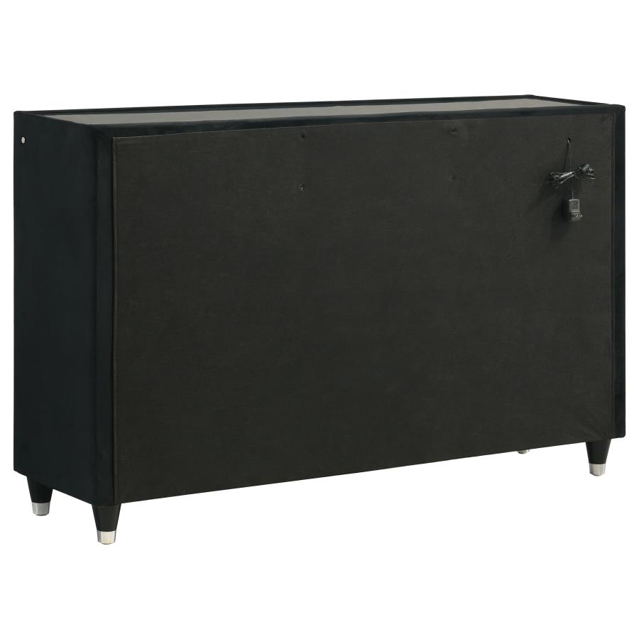 Ravenne 5-piece Velvet Upholstered Eastern King LED Bedroom Set Black