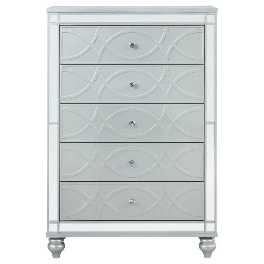 Gunnison 5-drawer Bedroom Chest Silver Metallic