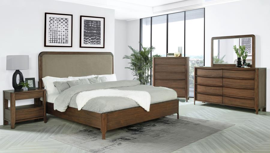 Modal Additional Images for Maderia 57-inch Upholstered Queen Panel Bed Walnut