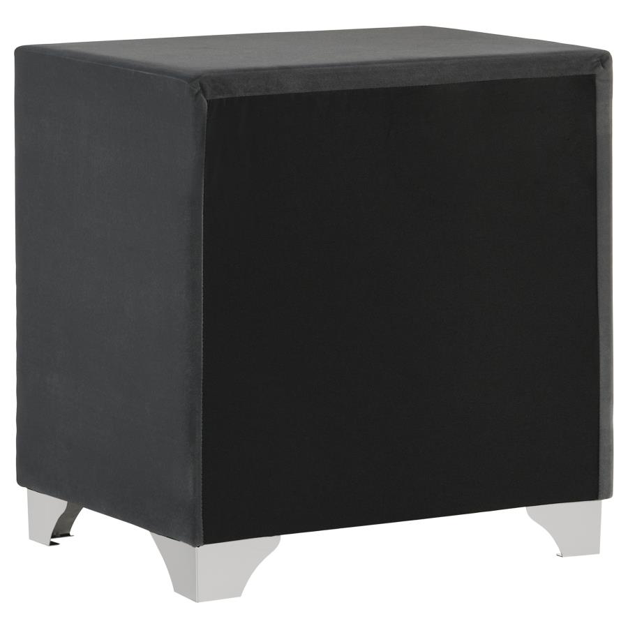 Melody Upholstered 2-drawer Nightstand Grey