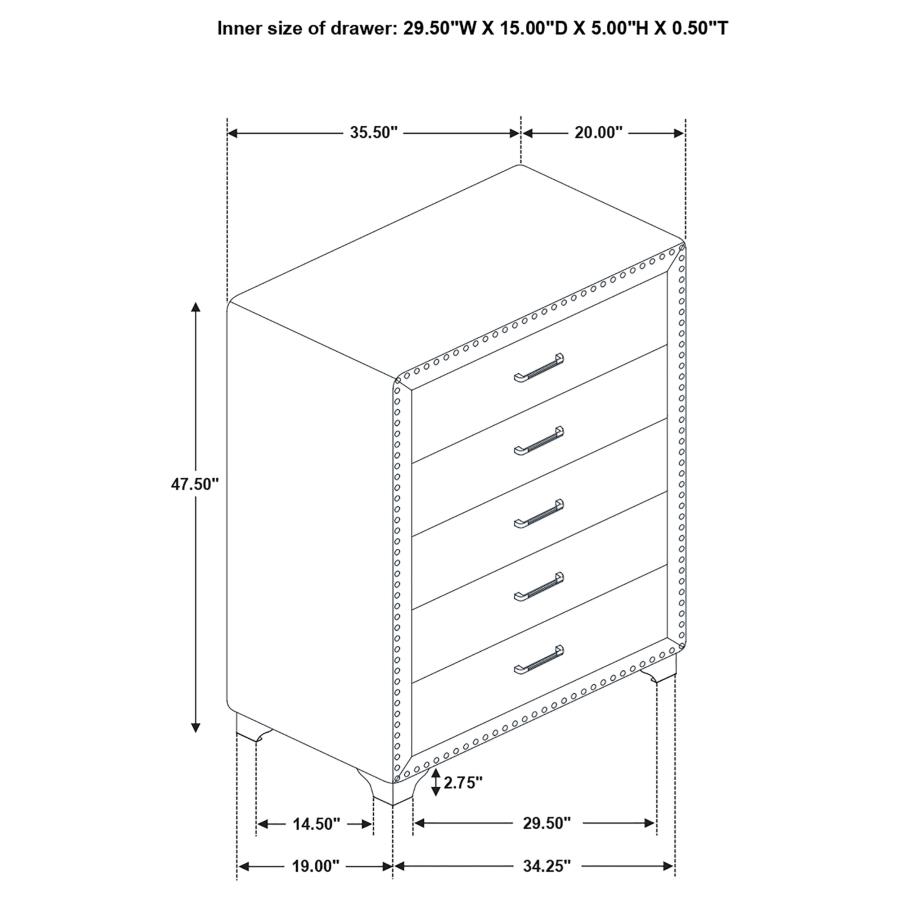 Melody 5-drawer Bedroom Chest Grey