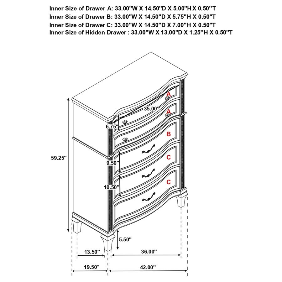 Modal Additional Images for Evangeline 5-piece Eastern King Bedroom Set Silver Oak